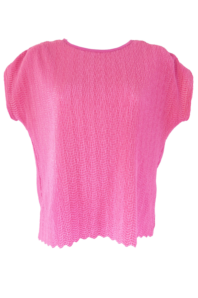PINK out Loud Scalloped Pink Sheen Tee