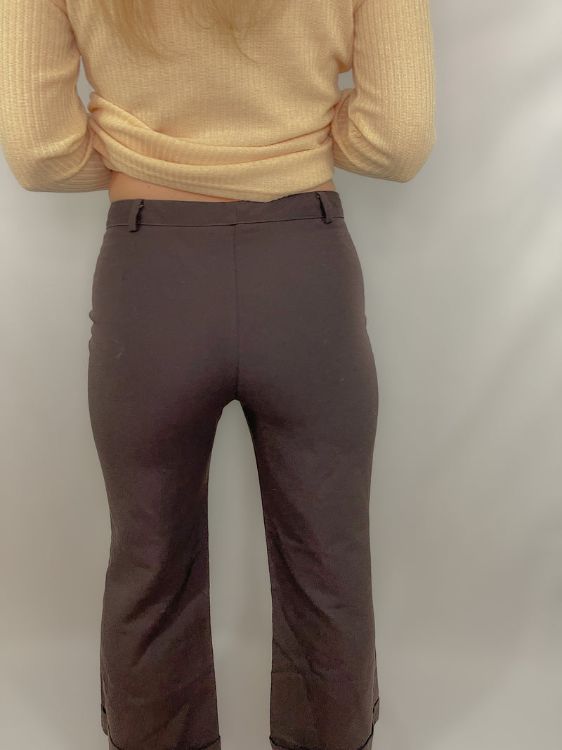 Retro Frenzy Brown Cuffed Bottom Pants