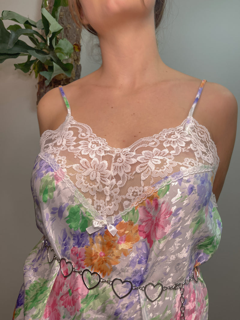 Vibrant Floral Lace Slip Dress