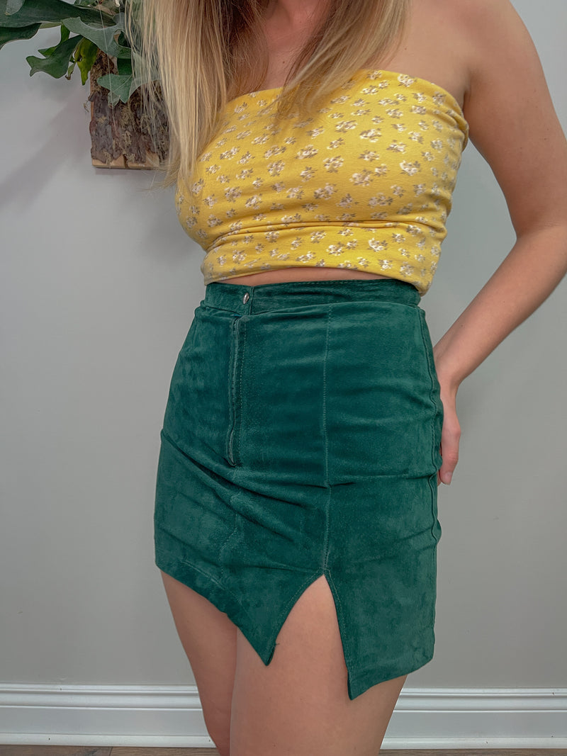 Green Suede Mini Skirt