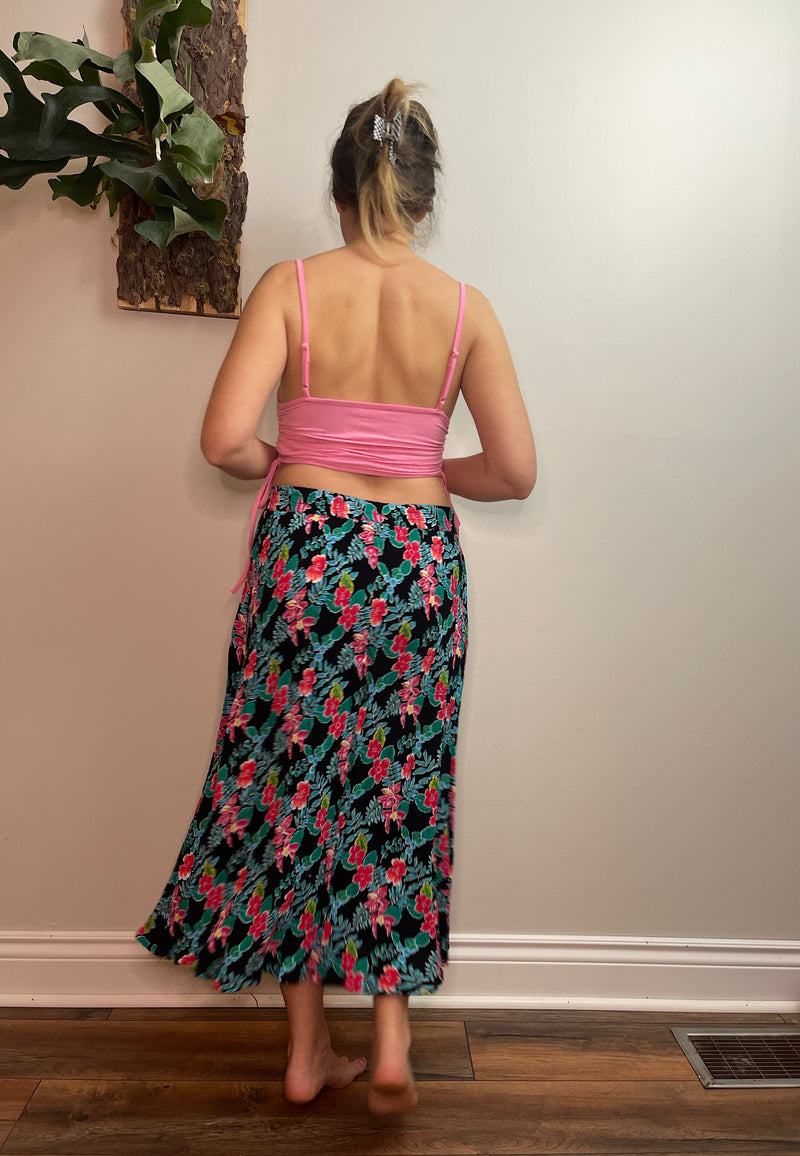 Buttoned Hibiscus Skirt